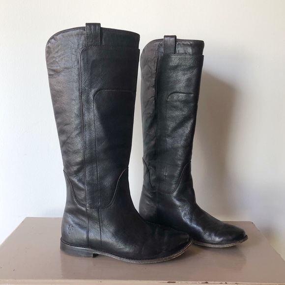 Frye Paige Tall Brown Leather Riding Boots - Picture 8 of 8
